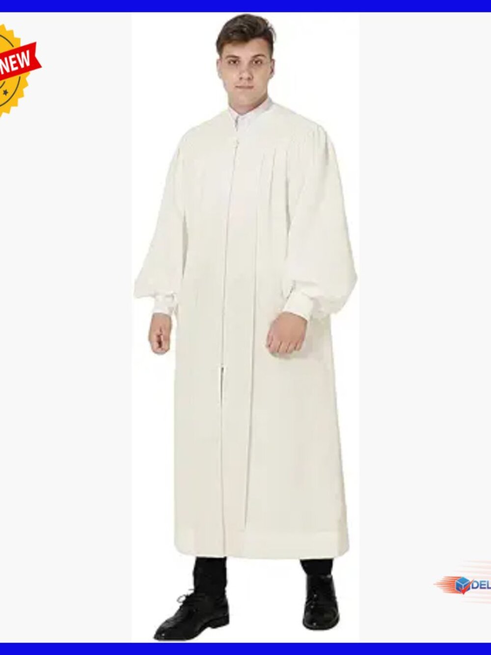 Unisex Adult Fluted Choir Robe with Cuff Sleeves, Size 45, Polyester